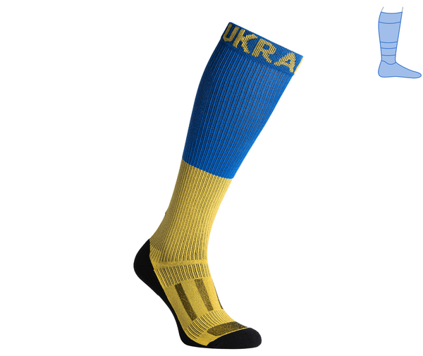 Compression protective summer knee socks "LongDry+" blue & yellow M 40-43 7322491 фото
