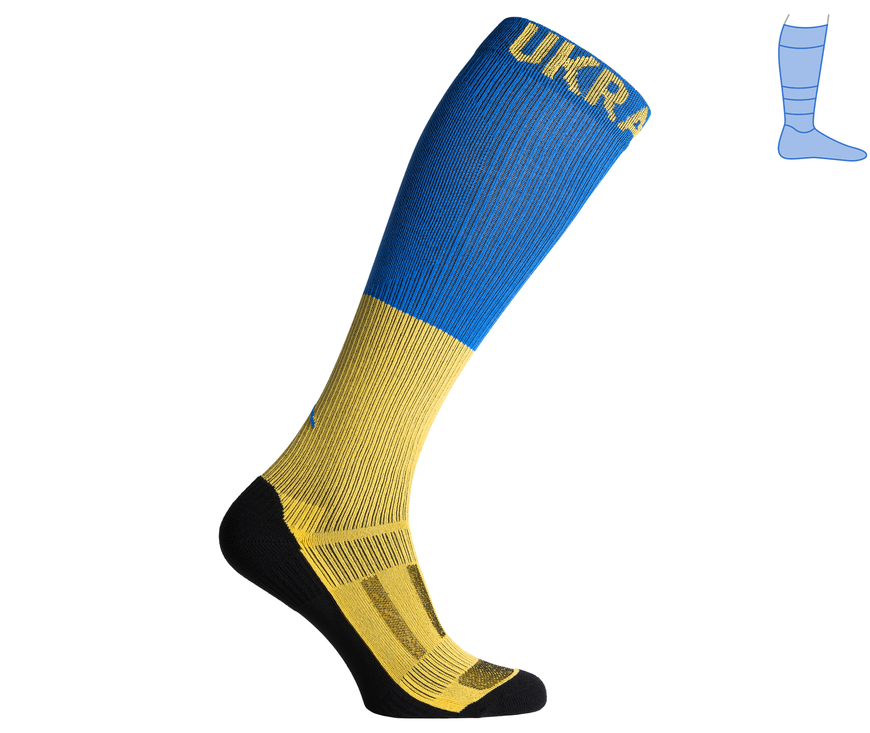 Compression protective summer knee socks "LongDry+" blue & yellow M 40-43 7322491 фото