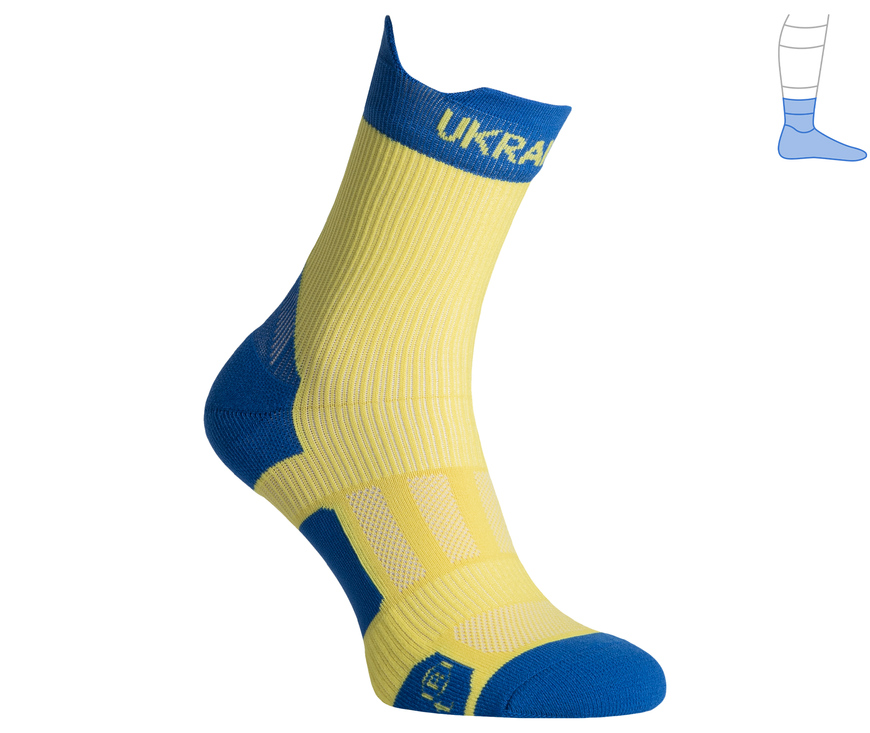 Компресійні шкарпетки захисні літні "ShortDry PRO" синьо-жовті M 40-43 4322491 фото