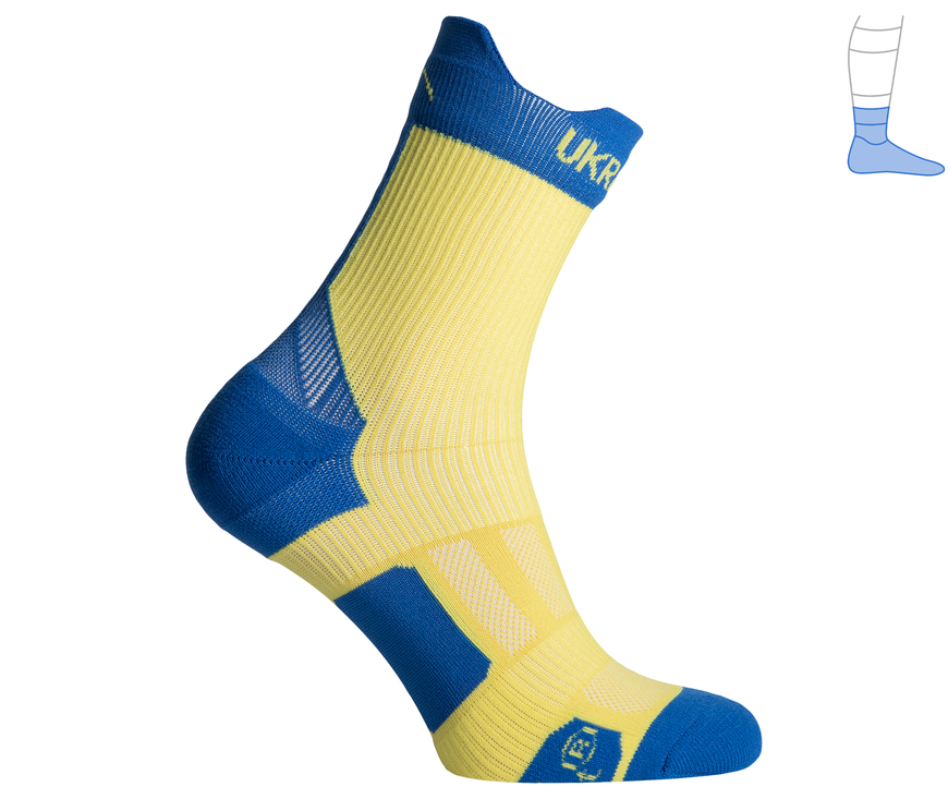 Компресійні шкарпетки захисні літні "ShortDry PRO" синьо-жовті M 40-43 4322491 фото