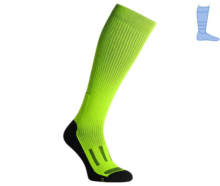 Compression protective knee socks "LongDry" demi-season black & light green M 40-43 7222462 фото