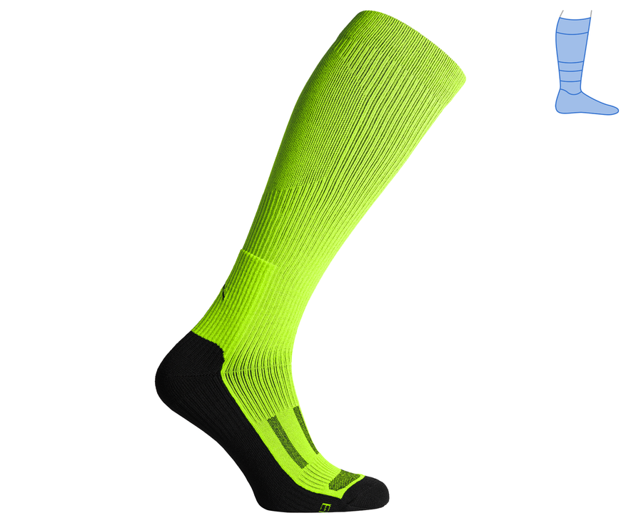 Compression protective knee socks "LongDry" demi-season black & light green M 40-43 7222462 фото