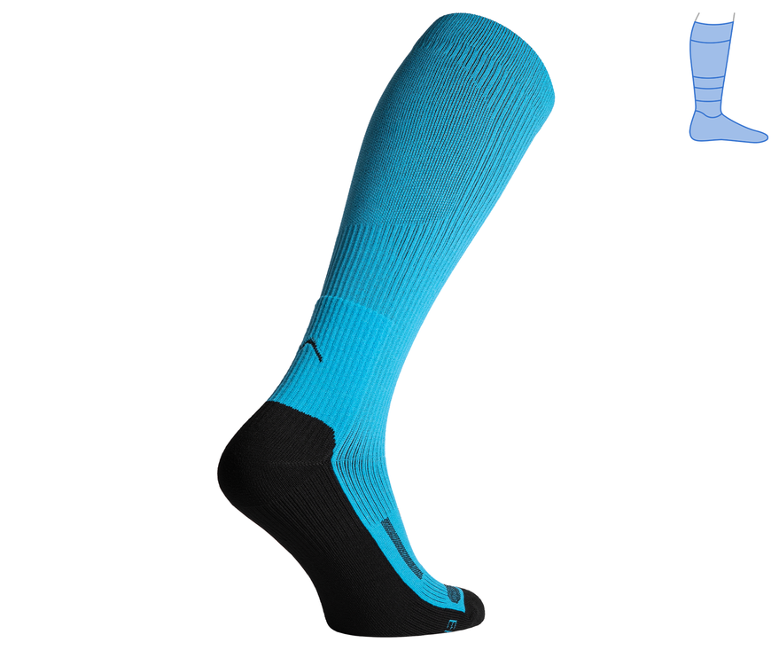 Compression protective knee socks "LongDry" demi-season black & turquoise S 33-39 7222383 фото
