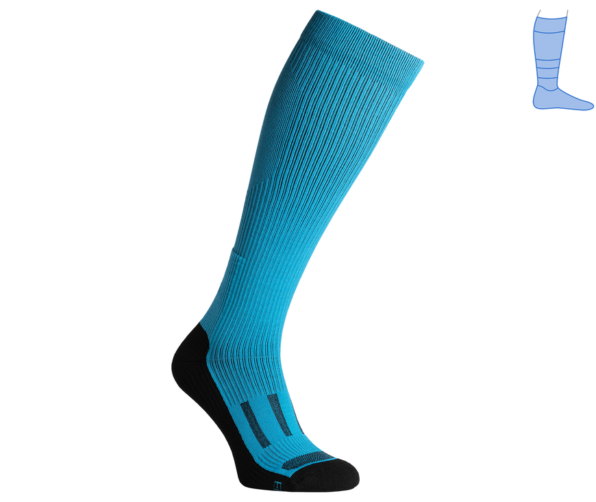 Compression protective knee socks "LongDry" demi-season black & turquoise S 33-39 7222383 фото