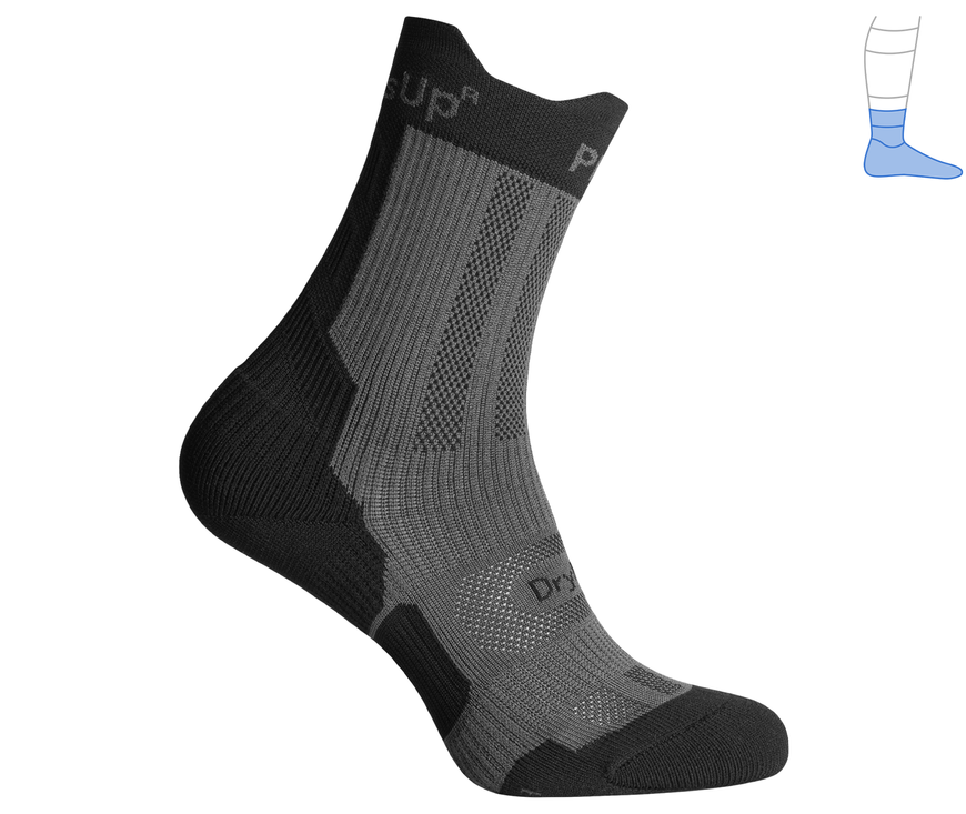 Компресійні шкарпетки захисні літні "ShortDry PRO" чорно-сірі M 40-43 3322423 фото