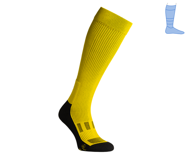 Compression protective knee socks "LongDry" demi-season black & yellow S 33-39 7222352 фото