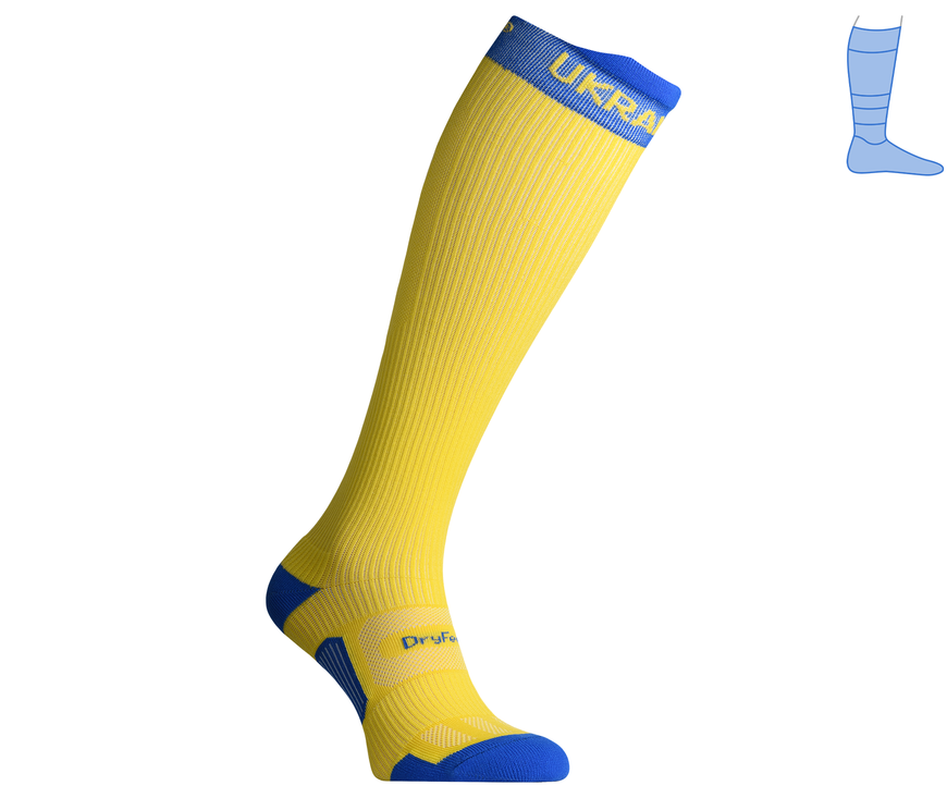 Compression protective summer knee socks "LongDry+ PRO" blue-yellow M 40-43 8322491 фото