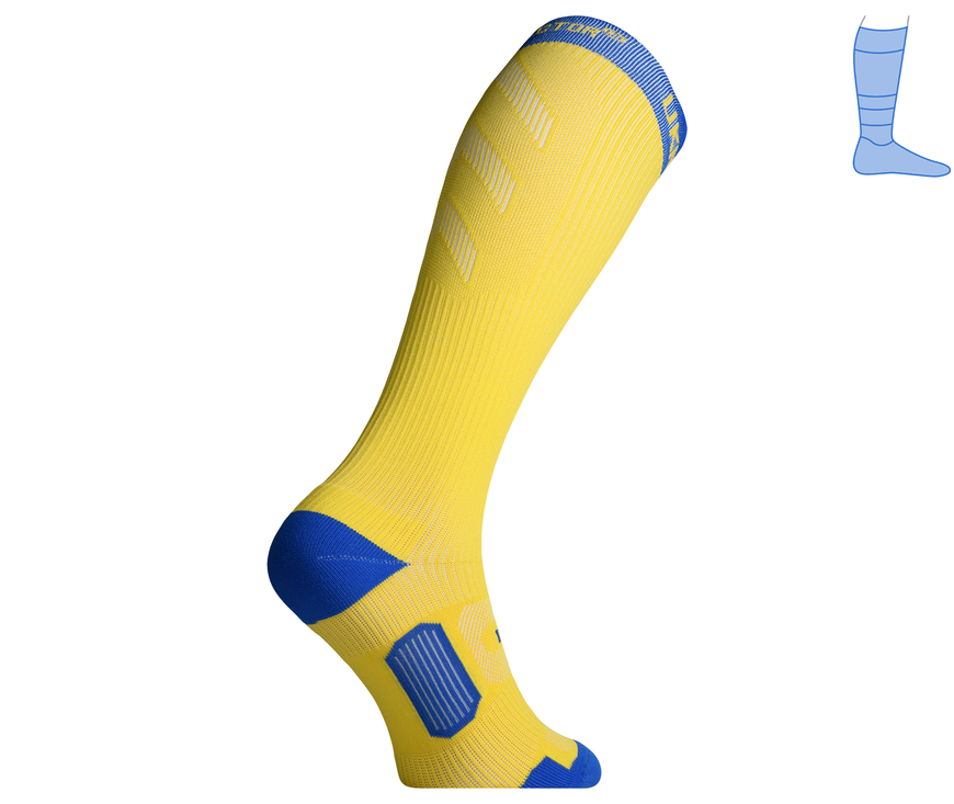 Compression protective summer knee socks "LongDry+ PRO" blue-yellow M 40-43 8322491 фото