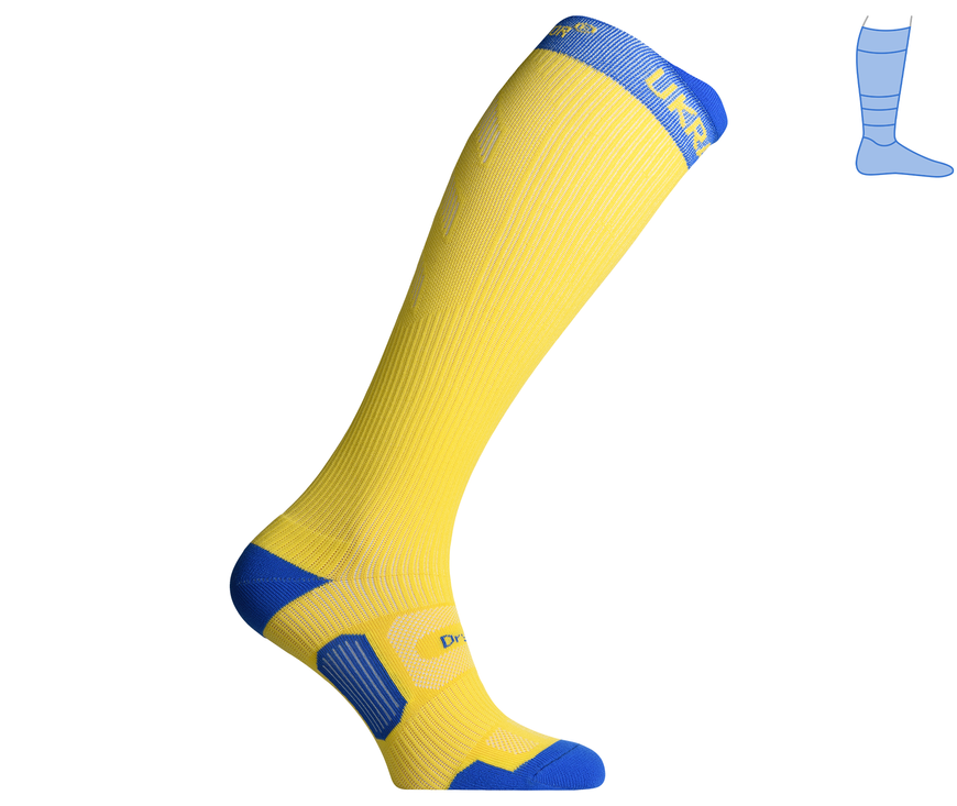 Compression protective summer knee socks "LongDry+ PRO" blue-yellow M 40-43 8322491 фото